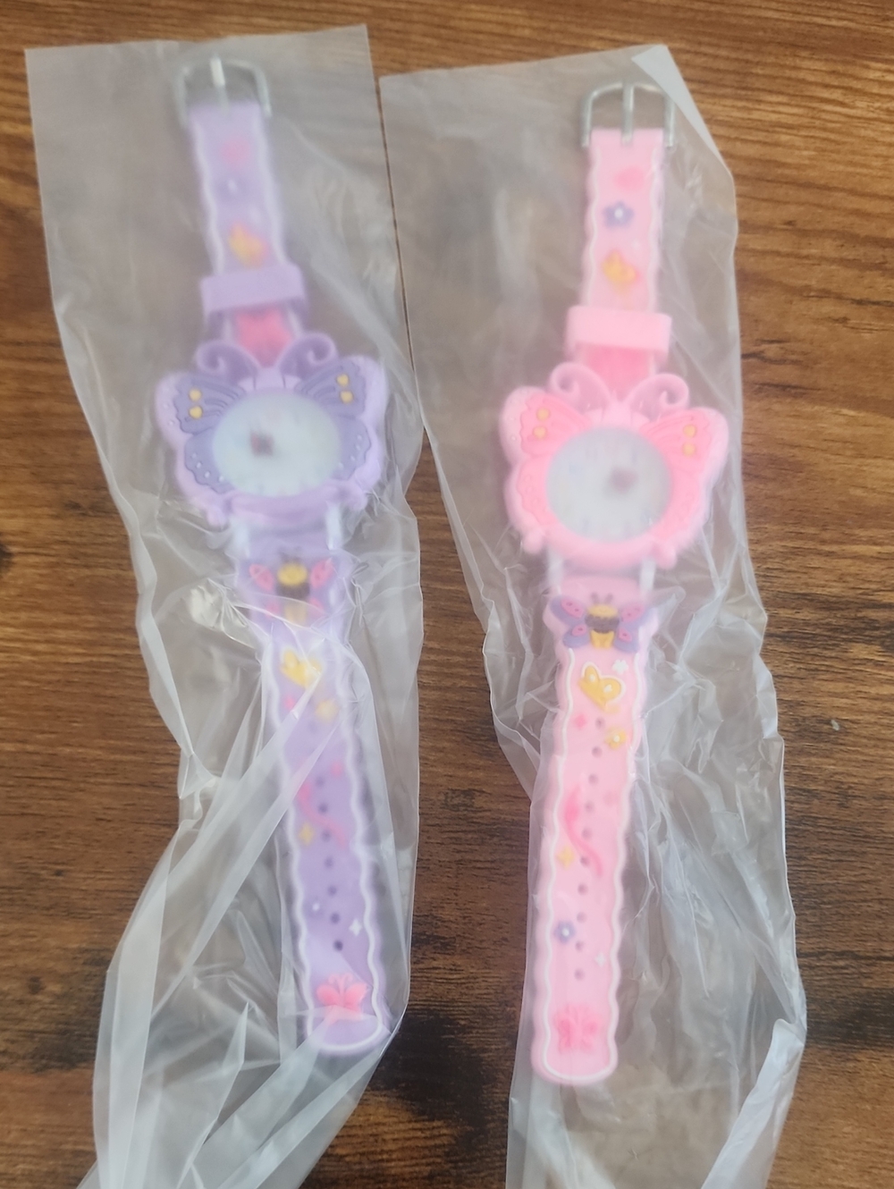 Kids 2pk Girls Butterfly Silicone Watch - Pink and Purple
